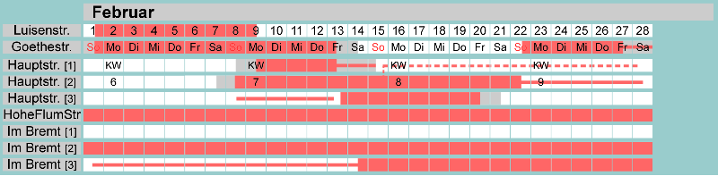 Belegungsplan Februar 2026