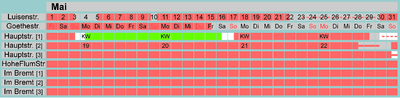 Belegungsplan Mai 2026