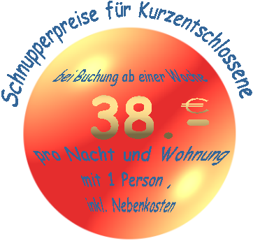 Preisangebot 45 Euro/Nacht für 2 Personen inkl. NK