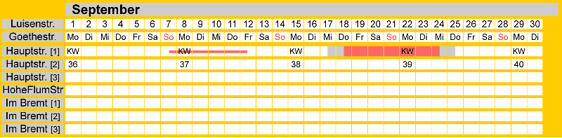 Belegungsplan September 2025