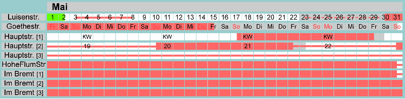 Belegungsplan Mai 2026