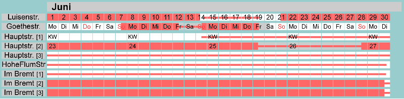 Belegungsplan Juni 2026