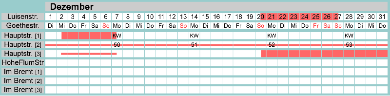 Belegungsplan Dezember 2026