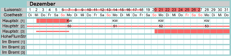 Belegungsplan Dezember 2026