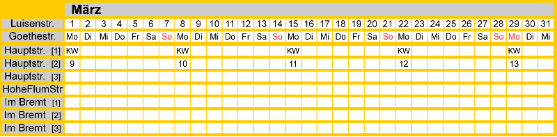 Belegungsplan März 2027