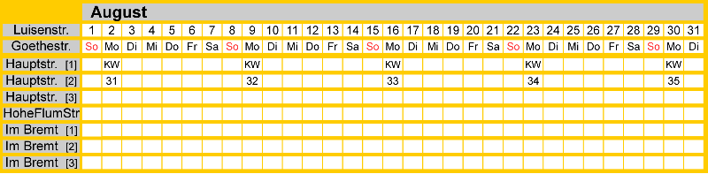 Belegungsplan August 2027