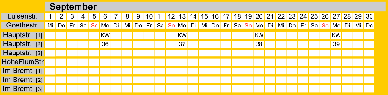 Belegungsplan September 2027