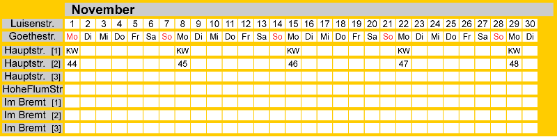 Belegungsplan November 2027